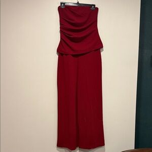 Chic Strapless Red Jumpsuit